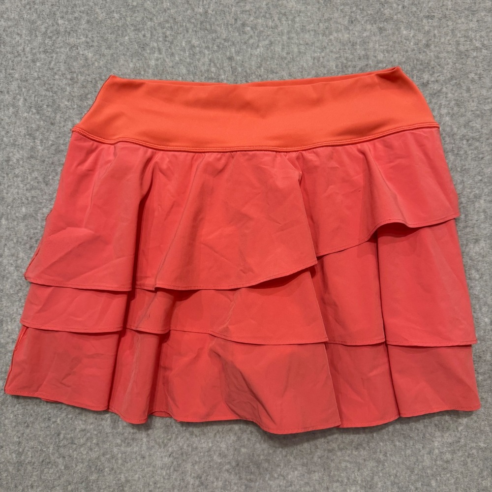 Yogalicious Womens XL Coral Tiered Ruffle Athletic Skort with Pockets